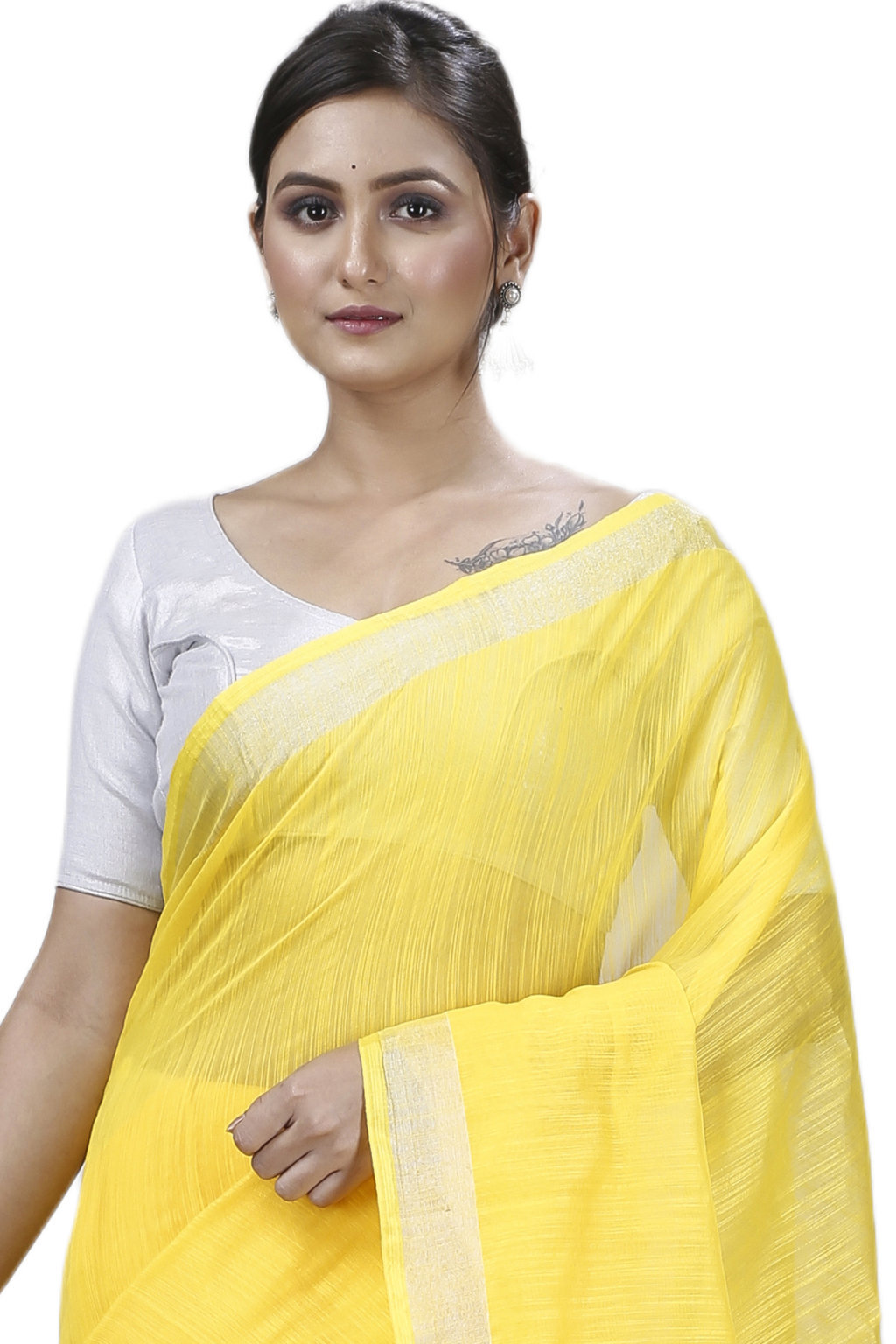 Yellow Blended Cotton Toshini Hand Loom Saree (1181)